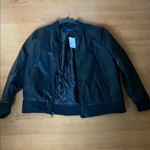 Men’s Faux Leather Bomber Jacket